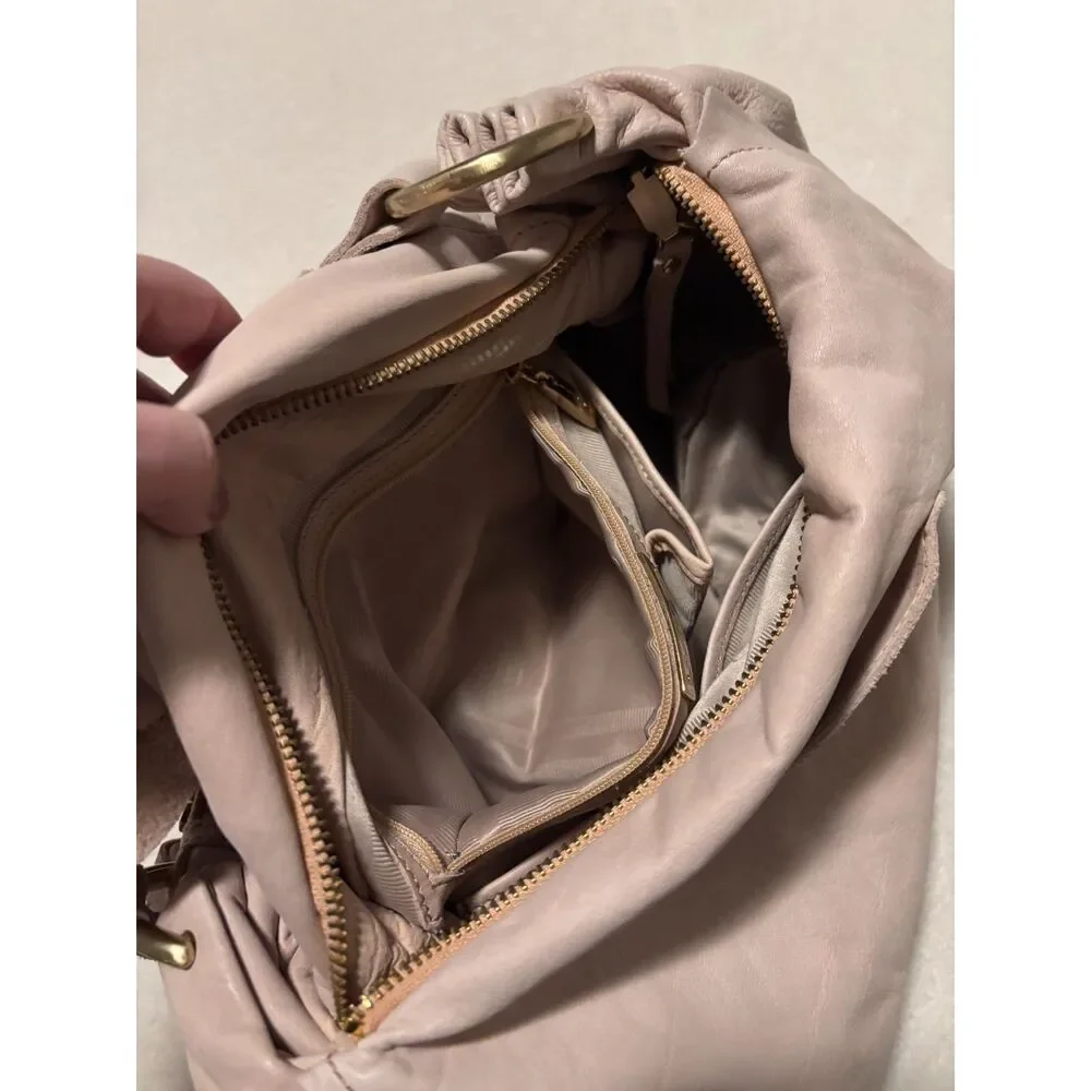 Antonio Melani Light Pink Leather Hobo Shoulder Bag Y2K New